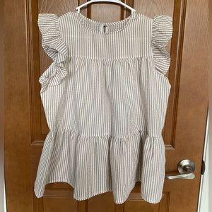 Striped Women’s Blouse with Ruffle Sleeves